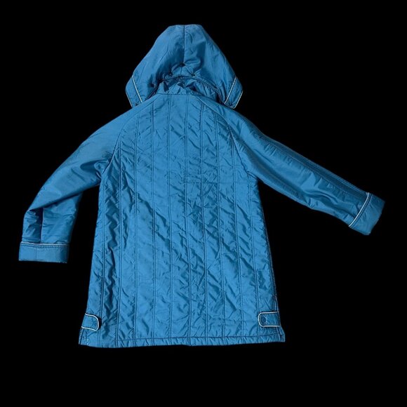 Vintage Coat 1980s Teal Quilted Womens Size 14 Aurora International Miss Abmoor - Picture 3 of 13